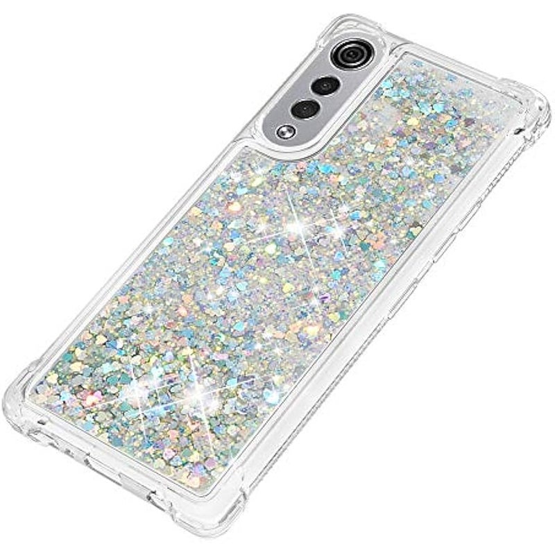 Fit for LG Velvet 5G Fashion Cute Phone Case,Quicksand Flowing Glitter Bling Flowing Liquid Floating Shiny Sparkle Soft TPU Protective Girls Women Phone Cover for LG Velvet 5G,RLS Colorful Silver - Image 5